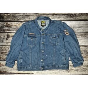 Atlas For Men Dark Blue Wash Denim Jacket Outdoors Patches Embroidered Size 4XL